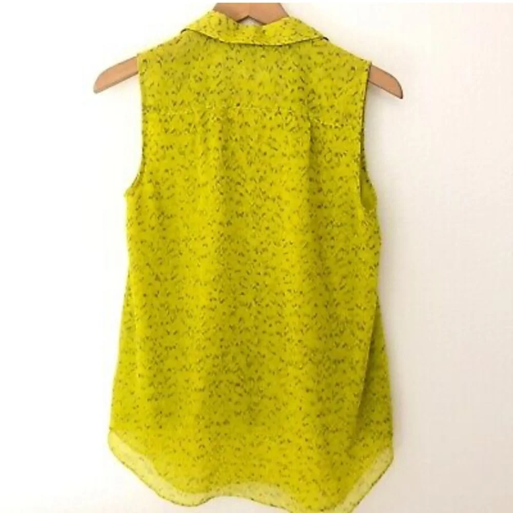Cabi | Reign Ruffle Front Sleeveless Blouse Hi Low Hem Chartreuse #3071 - Picture 5 of 9